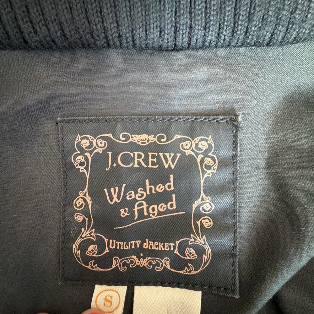 J. Crew Womens Utility Jacket Barbour Waxed Small Washed Aged Black urban rugged - Picture 12 of 14